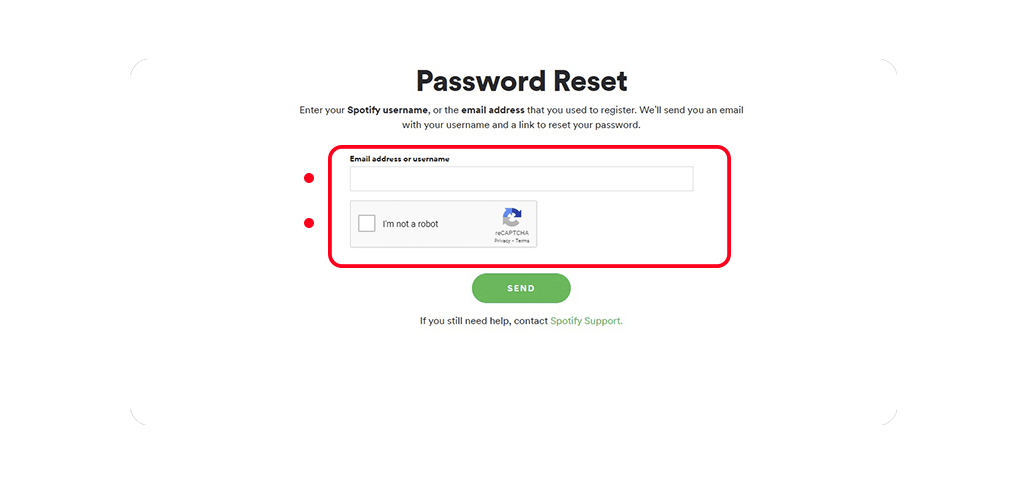صفحه Password Reset
