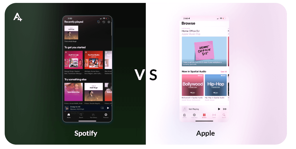 مقایسه رابط کاربری اپل موزیک با اسپاتیفای
