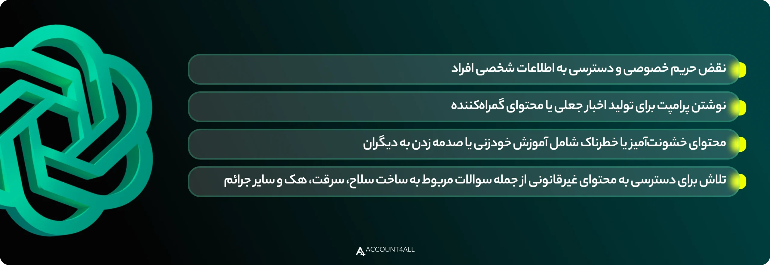 ویژگی پرامپت های ممنوعه chatgpt