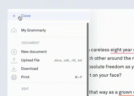 دانلود فایل ها در Grammarly