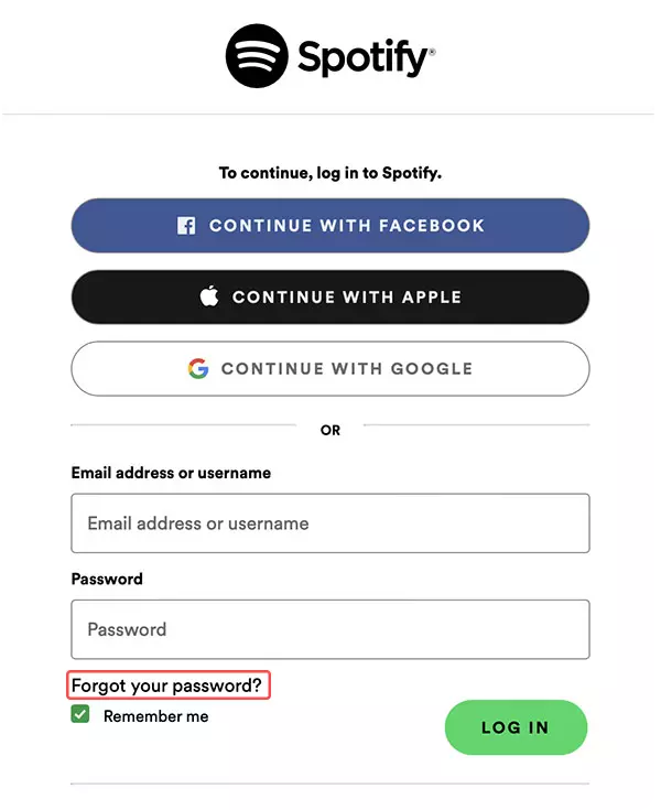 ریست پسورد در اسپاتیفای