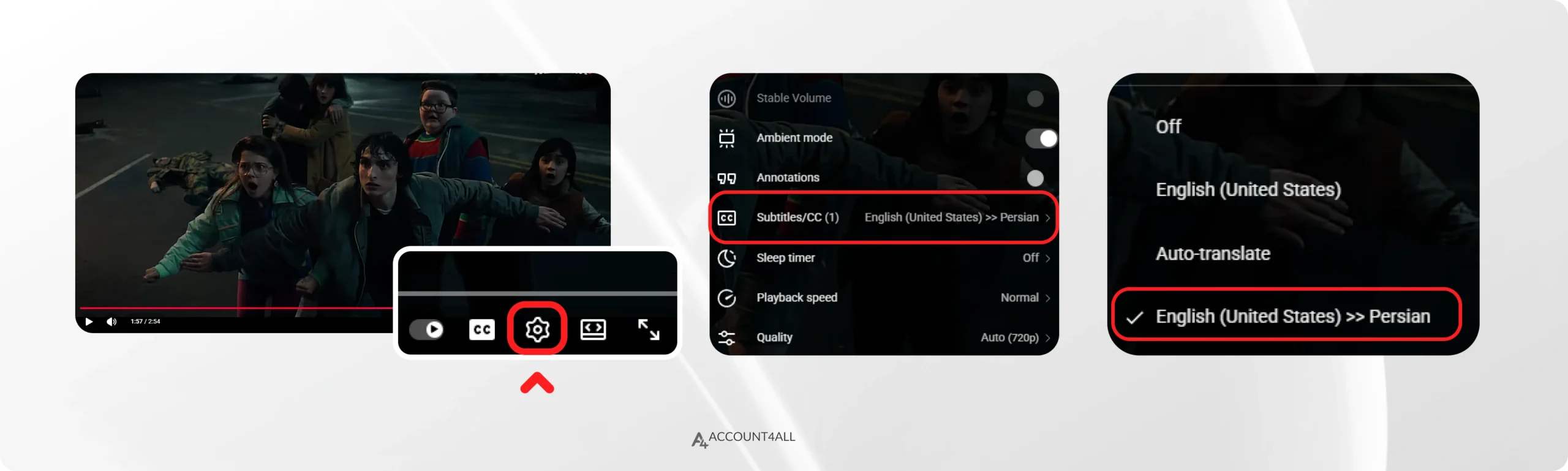 فعال‌سازی و نمایش زیرنویس فارسی یوتیوب در همه دستگاه‌ها