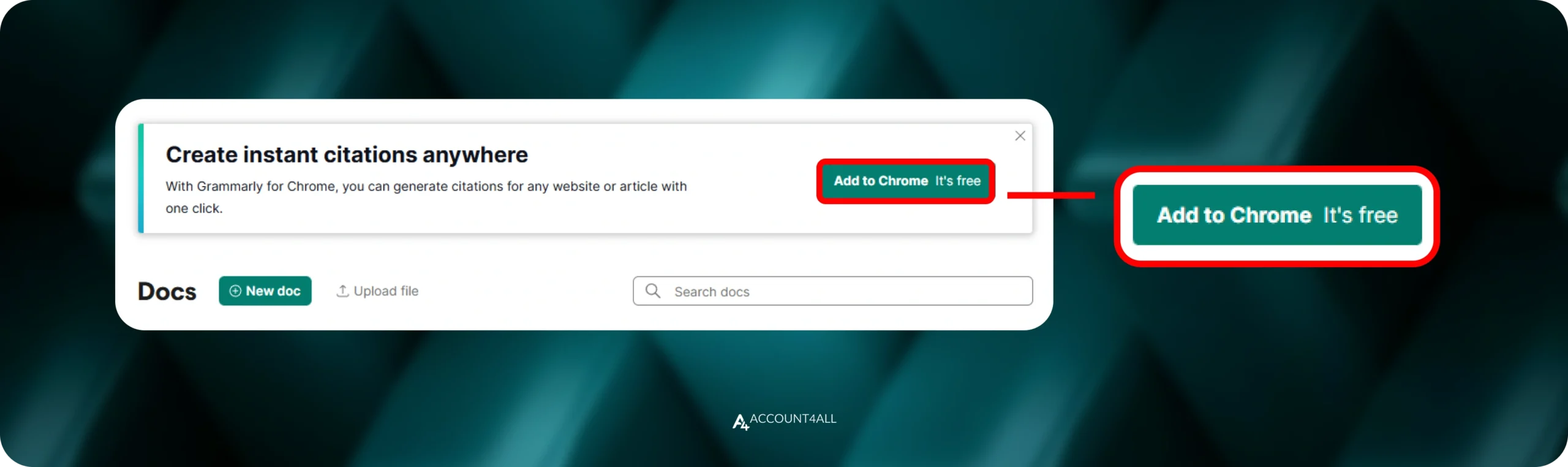 انتخاب گزینه add to chrome برای نصب افزونه گرامرلی رایگان
